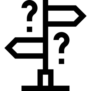 Signpost with question marks